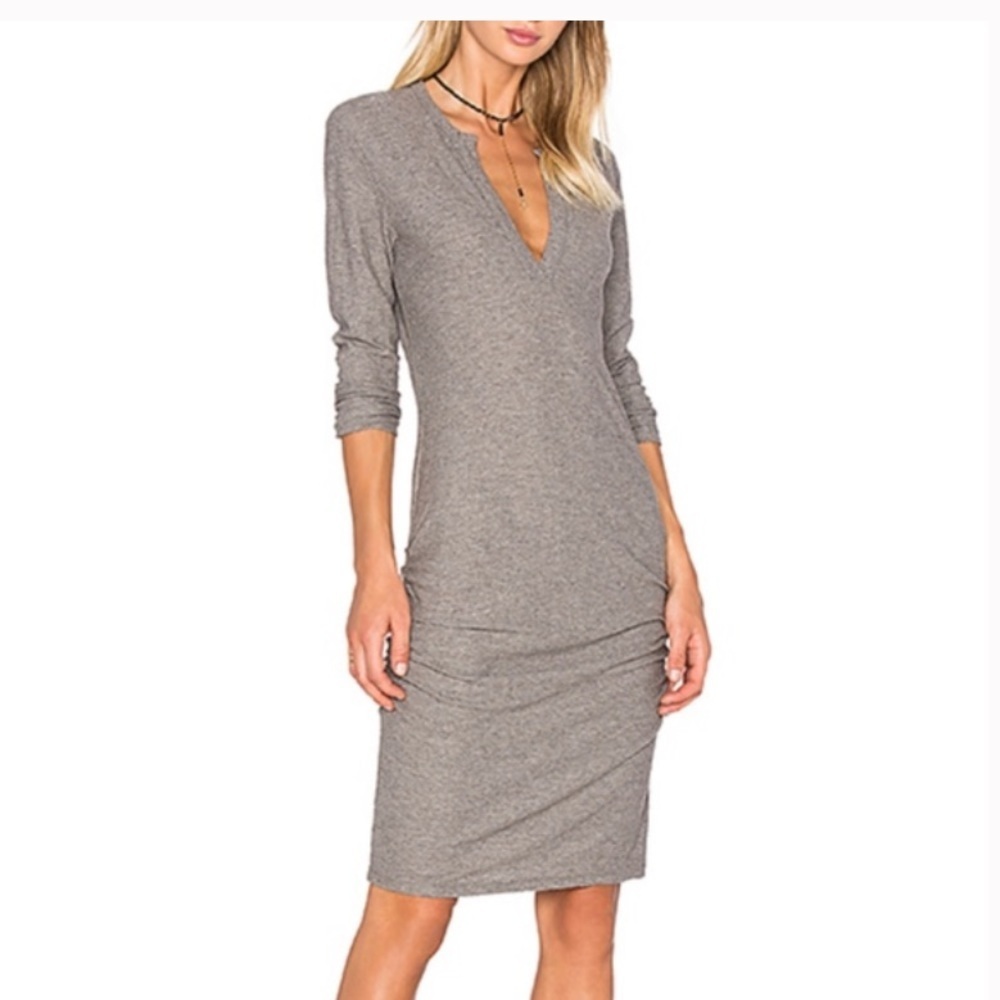 James Perse Henley Bodycon Dress size 0 Melange Revolve cotton wool Gray